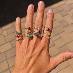 Wire wrapped crystal rings